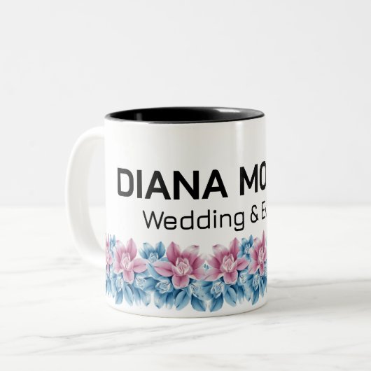 Elegante bloemen moderne elegante gepersonaliseerd tweekleurige koffiemok (Voorkant links)