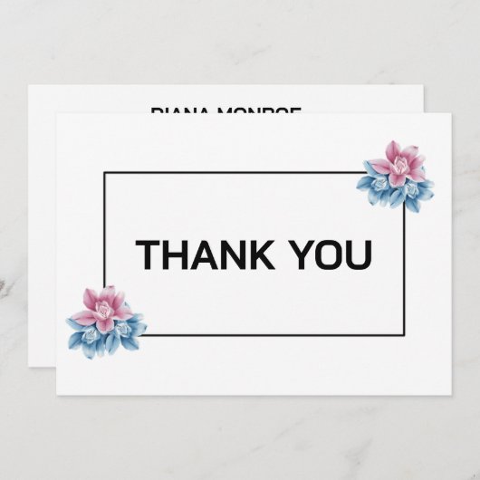 Elegante bloemen moderne gepersonaliseerde dank u notitiekaartje (Voorkant / Achterkant)