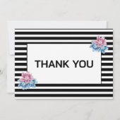 Elegante bloemen moderne gestreepte aangepaste dan notitiekaartje (Voorkant)