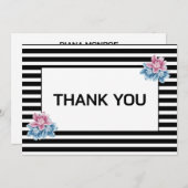 Elegante bloemen moderne gestreepte aangepaste dan notitiekaartje (Voorkant / Achterkant)