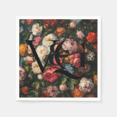 Elegante Bloemen Monogram Trouwservetten Servet (Voorkant)