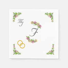 Elegante bloemen monogrammed bruiloft servet