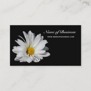 Elegante Bloemen Mooie Witte Daisy op Zwart Visitekaartje