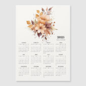 Elegante Bloemen Ontwerp Beige Bloem Magneet Kalen (Voorkant)