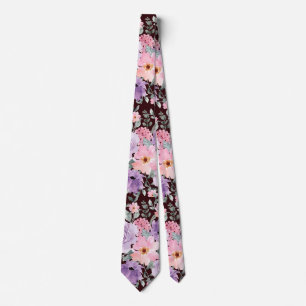 Elegante Bloemen op Bourgondische Waterverf bruilo Stropdas
