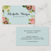 Elegante bloemen op Robins Egg Blue Visitekaartje (Voorkant / Achterkant)