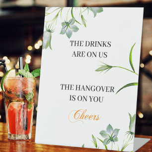 Elegante Bloemen Open Bar bruiloft receptie Reclamebord Met Voetstuk