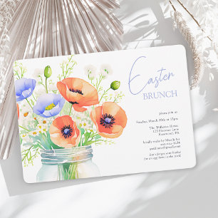 Elegante Bloemen Paasbrunch Kaart