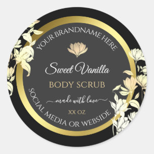 Elegante Bloemen Product Verpakkingsetiketten Zwar Ronde Sticker