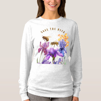 Elegante bloemen redden de bijen t-shirt