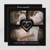 Elegante Bloemen Rode Hart 3 foto's Instant Engage Save The Date (Voorkant / Achterkant)