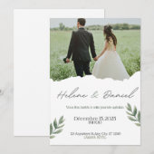 Elegante Bloemen Romance Huwelijksuitnodiging Kaart (Voorkant / Achterkant)