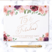 Elegante Bloemen Roos Gold Folie 75e Verjaardag Pa Gastenboek