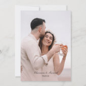 Elegante Bloemen Roze Fotobruiloft Kaart (Achterkant)