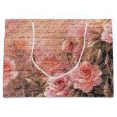 Elegante Bloemen Rozen Antiek Handschrift Groot Cadeauzakje (Voorkant)