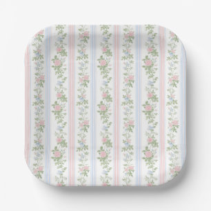 Elegante Bloemen Rozen Baby shower Papieren Bordje
