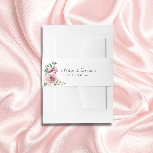 Elegante Bloemen Rozen Botanische bruiloft Uitnodigingen Wikkel