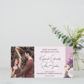 Elegante Bloemen Rozen & Stoffige Mauve Bruiloft Save The Date (Staand voorkant)