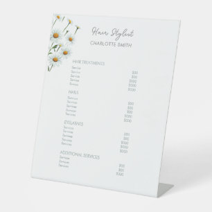 Elegante bloemen Salon prijslijst Service Menu Reclamebord Met Voetstuk