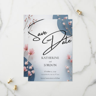 Elegante bloemen save the date trouwkaart