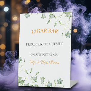 Elegante Bloemen "Sigaar Bar" bruiloft receptie Reclamebord Met Voetstuk