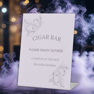Elegante Bloemen "Sigaar Bar" Trouwen Reclamebord Met Voetstuk