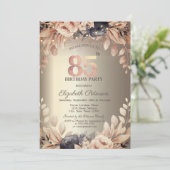 Elegante Bloemen, String Lights 85th Verjaardag Kaart (Staand voorkant)