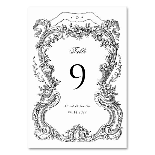 Elegante  Bloemen Toile Lijst bruiloft Kaart (Voorkant)