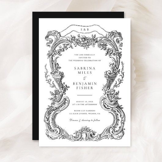 Elegante Bloemen Toile Lijst bruiloft Kaart