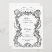 Elegante Bloemen Toile Lijst bruiloft Programma (Voorkant / Achterkant)