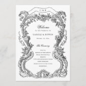 Elegante Bloemen Toile Lijst bruiloft Programma (Voorkant)