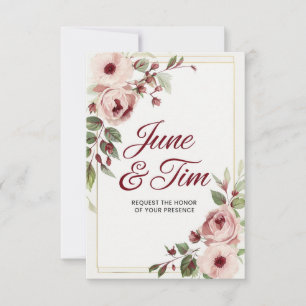 Elegante Bloemen Uitnodiging Kaart met Roos