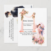 Elegante Bloemen Uitnodiging Kaart - Romantisch (Voorkant / Achterkant)