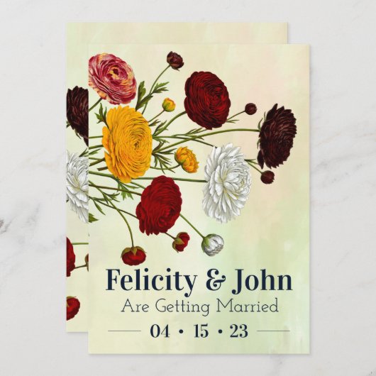 Elegante Bloemen Uitnodiging Set (Voorkant / Achterkant)