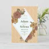 Elegante bloemen uitnodiging voor de bruiloft (Staand voorkant)