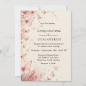 Elegante Bloemen Vlinder bruiloft uitnodiging (Voorkant)