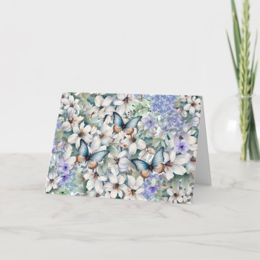 Elegante Bloemen & Vlinders Moederdag Kaart (Voorkant)