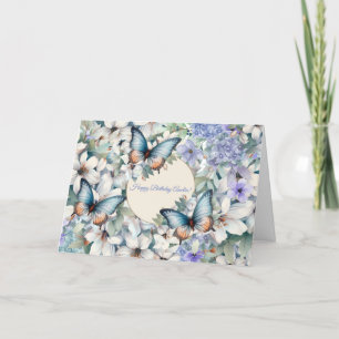 Elegante Bloemen & Vlinders Verjaardag Kaart