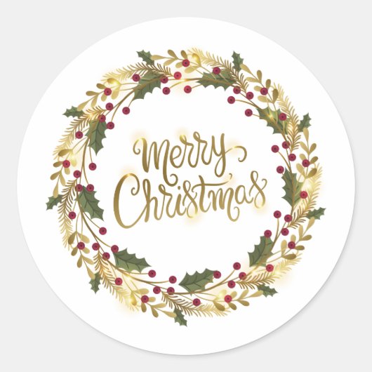Elegante Bloemen Vrolijk Kerstfeest | Sticker Seal (Voorkant)