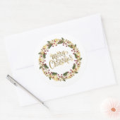 Elegante Bloemen Vrolijk Kerstfeest | Sticker Seal (Envelop)