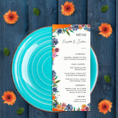Elegante Bloemen Waterverf Boho Widflower Bruiloft Menu