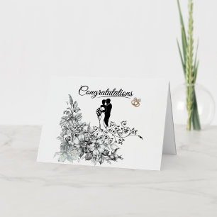 Elegante Bloemen Waterverf Gefeliciteerd Bruiloft Folie Wenskaart