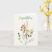 Elegante Bloemen Waterverf Gefeliciteerd Bruiloft Kaart (Gele Bloem)