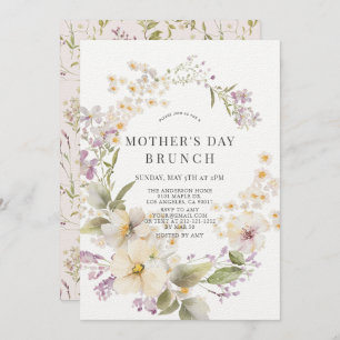 Elegante Bloemen Waterverf Moederdag Brunch Kaart