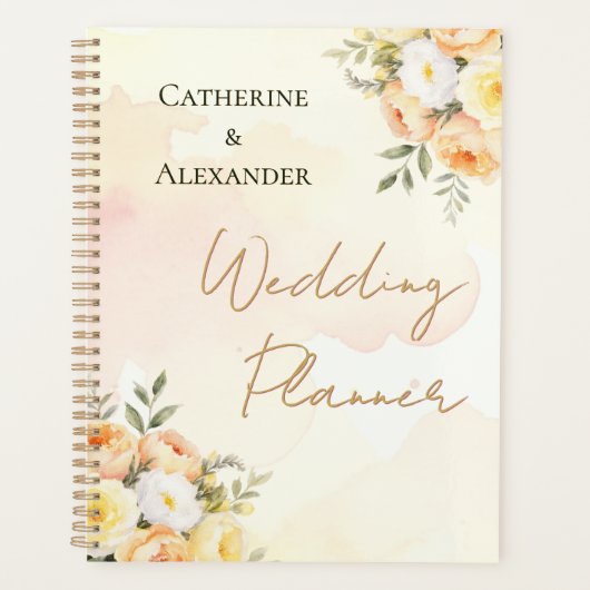 Elegante Bloemen Waterverf Rozen bruiloft Planner (Voorkant)