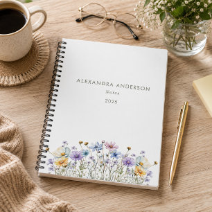Elegante bloemen wilde bloemen waterverf notitieboek