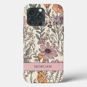 Elegante Bloemen Wildflower Botanical gepersonalis iPhone 13 Pro Hoesje