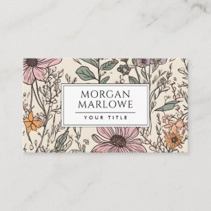 Elegante Bloemen Wildflower Botanical Visitekaartje
