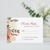 Elegante bloemen winter bruiloft RSVP kaartje (Staand voorkant)