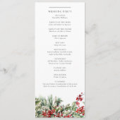 Elegante Bloemen Winter Kerstbruiloft Programma (Achterkant)